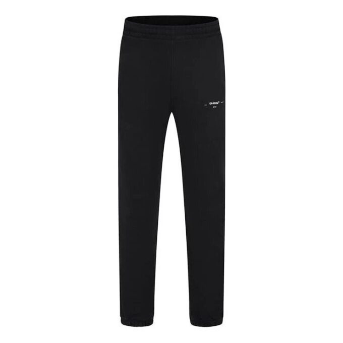 Off-White Herrebukser med logo-trykk, ensfarget, casual, lange bukser, svart
