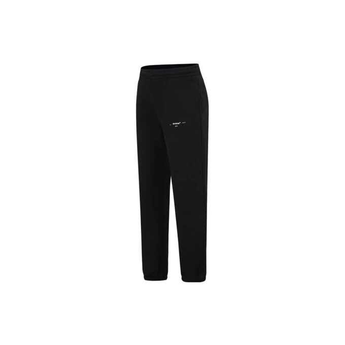 Off-White Herrebukser med logo-trykk, ensfarget, casual, lange bukser, svart