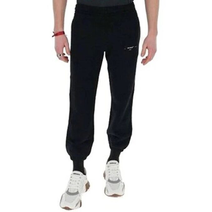 Off-White Herrebukser med logo-trykk, ensfarget, casual, lange bukser, svart
