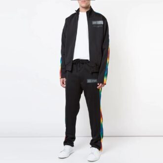 Off-White Herrebukser med snøring i livet og stripe på siden, løstsittende, svart