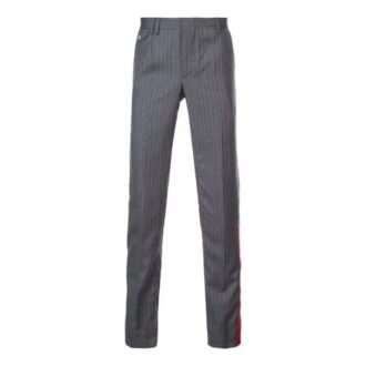 Off-White Herrebukser med stripemønster, casual, lange, slim fit, grå