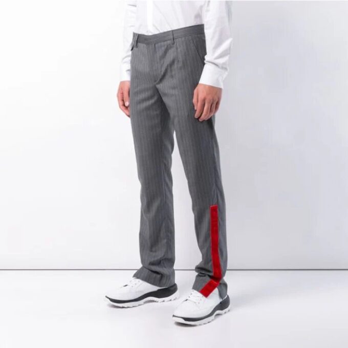 Off-White Herrebukser med stripemønster, casual, lange, slim fit, grå