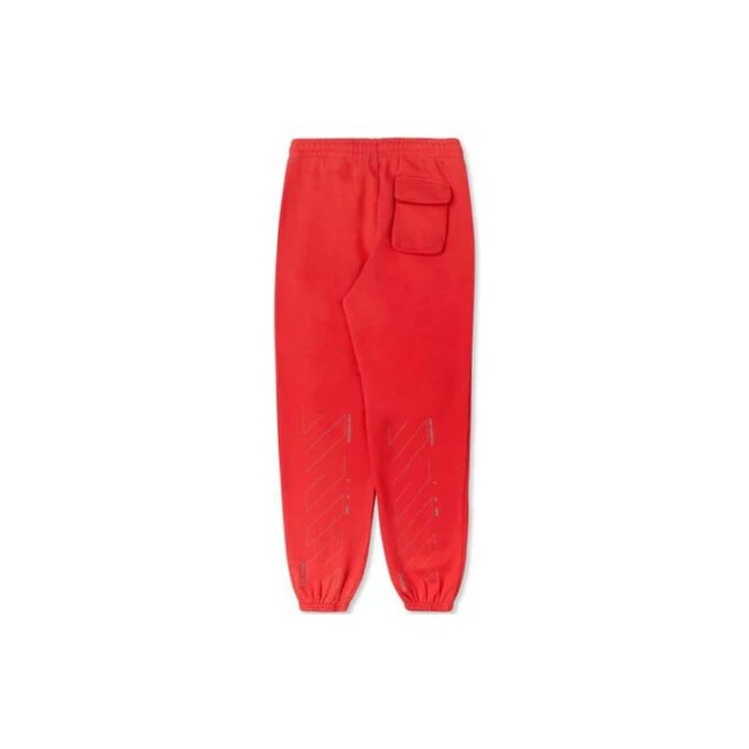 Off-White herrebukser med trykt logo, røde sportsbukser/joggebukser