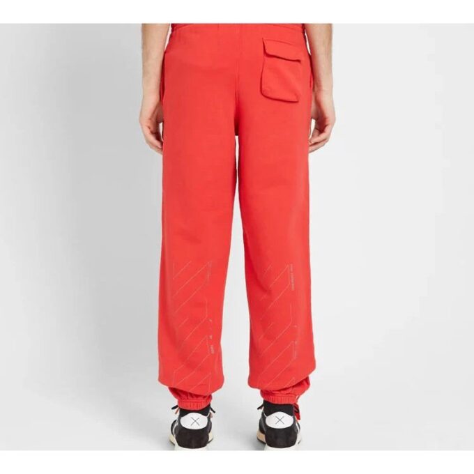 Off-White herrebukser med trykt logo, røde sportsbukser/joggebukser