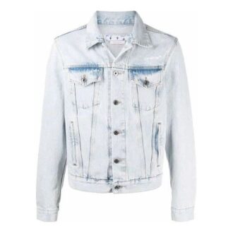 Off-White herrejakke i Denim med blekeeffekt, høstblå