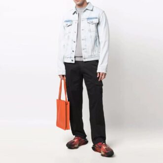 Off-White herrejakke i Denim med blekeeffekt, høstblå