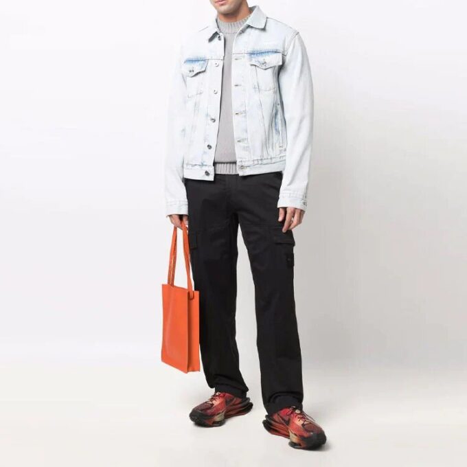 Off-White herrejakke i Denim med blekeeffekt, høstblå