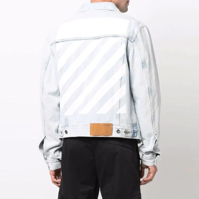 Off-White herrejakke i Denim med blekeeffekt, høstblå