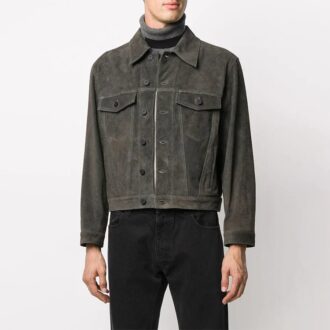 Off-White herrejakke i Denim med pilemønster, grå