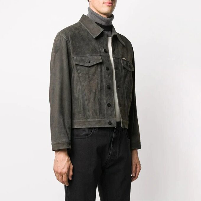 Off-White herrejakke i Denim med pilemønster, grå