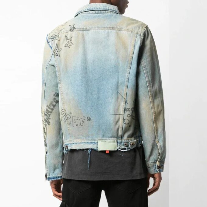 Off-White herrejakke i graffiti-Denim, blå