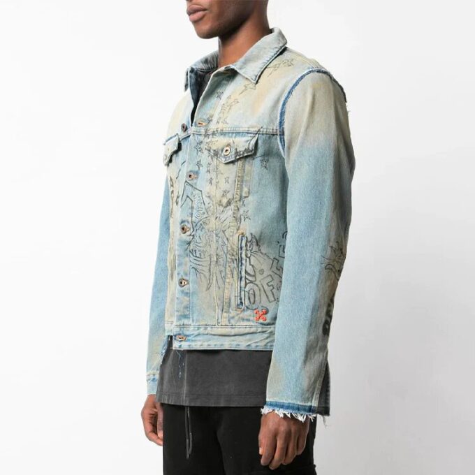 Off-White herrejakke i graffiti-Denim, blå