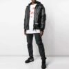 Off-White herrejakke i skinn med logo-trykk, svart