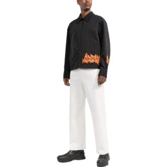 Off-White Herrejakke med brodert mønster og glidelås, svart