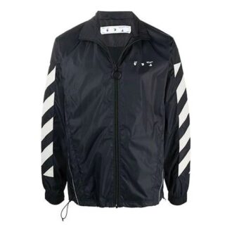 Off-White Herrejakke med diagonale striper, løs passform, svart