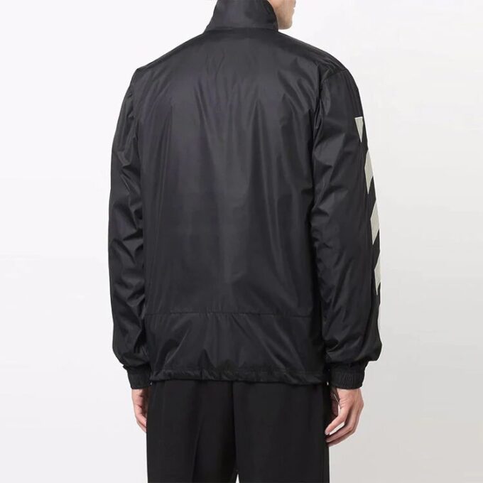 Off-White Herrejakke med diagonale striper, løs passform, svart