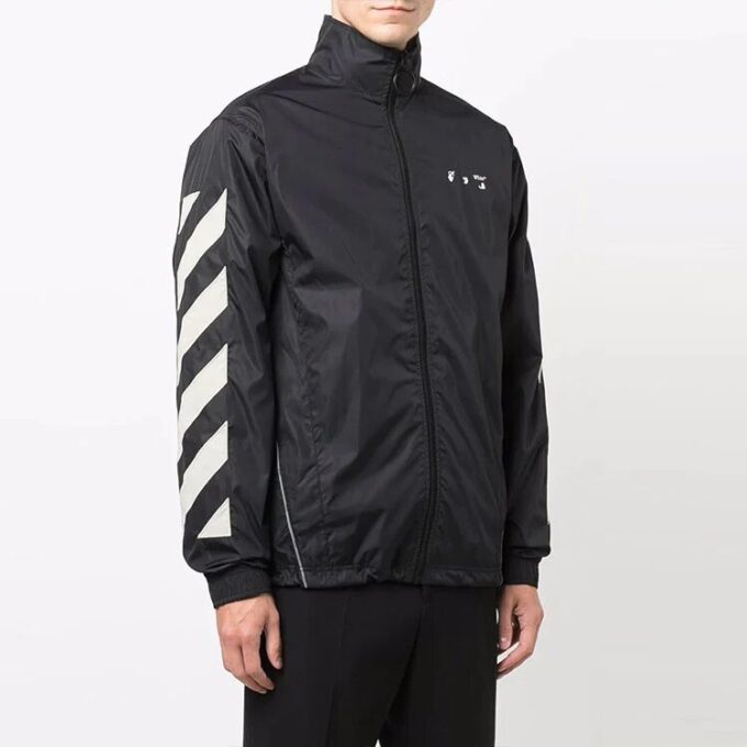 Off-White Herrejakke med diagonale striper, løs passform, svart