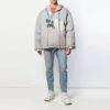 Off-White herrejakke med graffiti-alfabet-trykk, dobbeltsidig design og glidelås, løs passform, grå