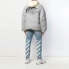 Off-White herrejakke med graffiti-alfabet-trykk, dobbeltsidig design og glidelås, løs passform, grå