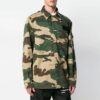 Off-White Herrejakke med logo-trykk, revers og kamuflasjemønster, løs passform, grønn