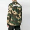 Off-White Herrejakke med logo-trykk, revers og kamuflasjemønster, løs passform, grønn