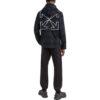 Off-White Herrejakke med rutemønster, helprint, hette og lange ermer