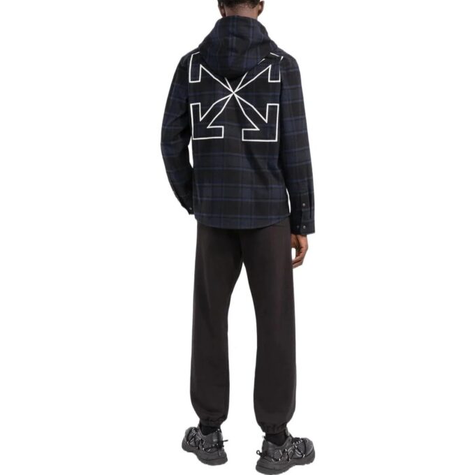 Off-White Herrejakke med rutemønster, helprint, hette og lange ermer