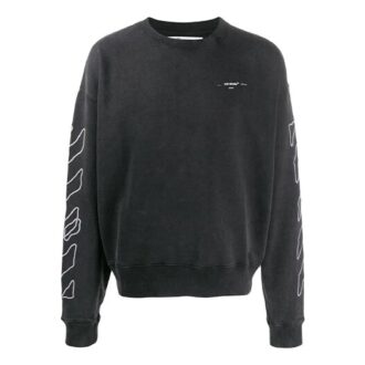 Off-White Herreklassisk stripet logo-trykkgenser Svart