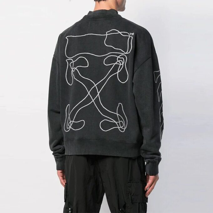 Off-White Herreklassisk stripet logo-trykkgenser Svart
