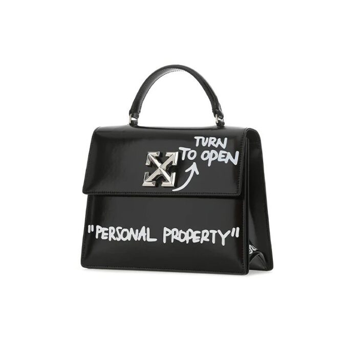Off-White Jitney 1.4 Arrows Graffiti-trykk skulderveske, svart