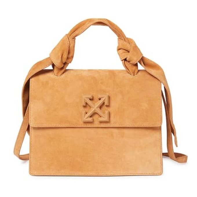 Off-White Jitney suede messenger-veske gul
