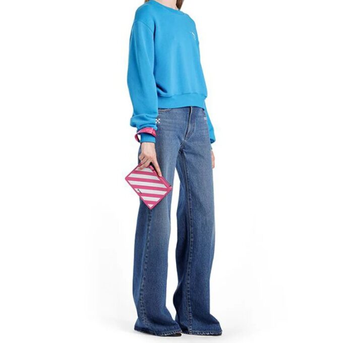 Off-White Kontrastfarger Stripe Rosa