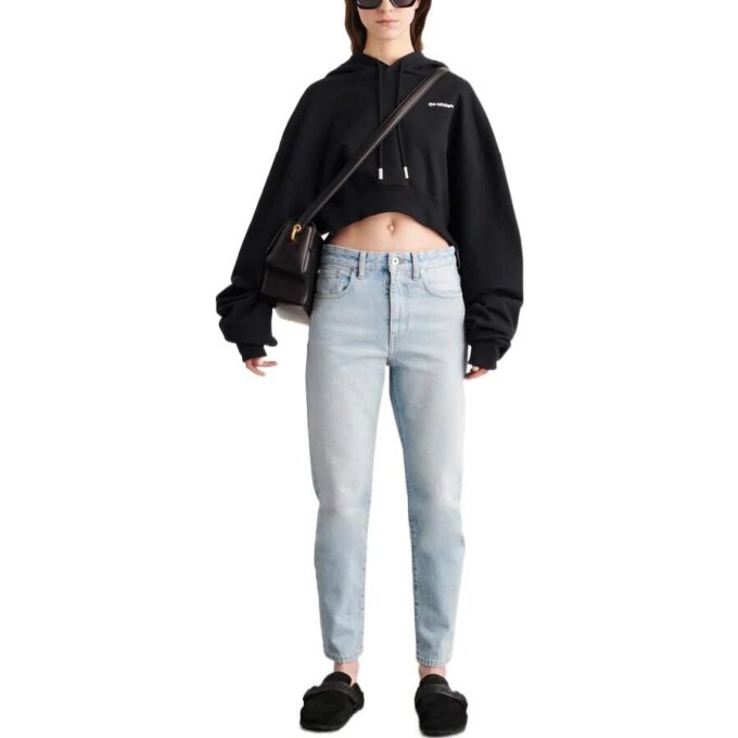 Off-White kort hettegenser med brodert logo «Black»