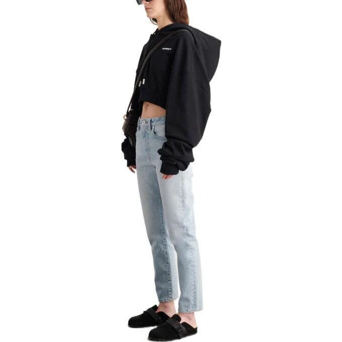 Off-White kort hettegenser med brodert logo «Black»