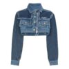 Off-White kort jeansjakke med glidelås, blå