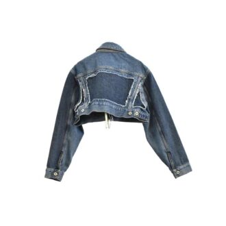 Off-White kort jeansjakke med glidelås, blå
