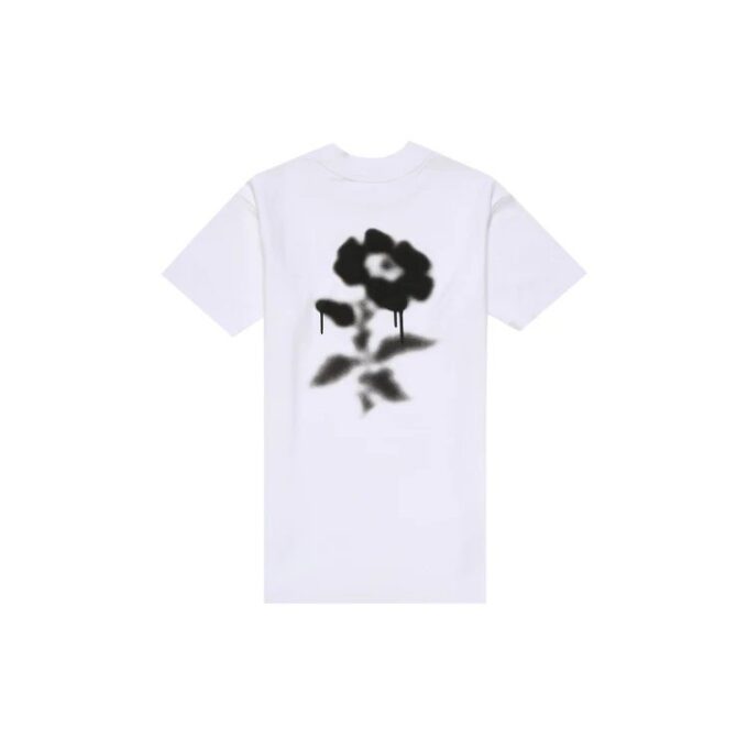 Off-White kortærmet T-skjorte med blomstertrykk på ryggen, hvit