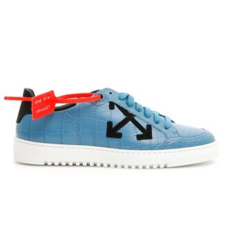 Off-White Krokodillemønstrede skinnsneakers «Blue White»