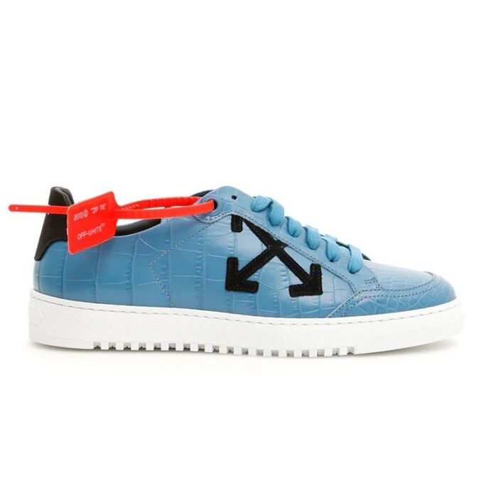 Off-White Krokodillemønstrede skinnsneakers «Blue White»
