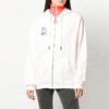 Off-White langermet hettegenser med glidelås, vanlig versjon, kremhvit