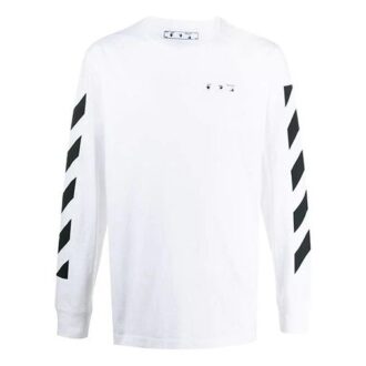 Off-White langermet hvit T-skjorte med trykk for menn