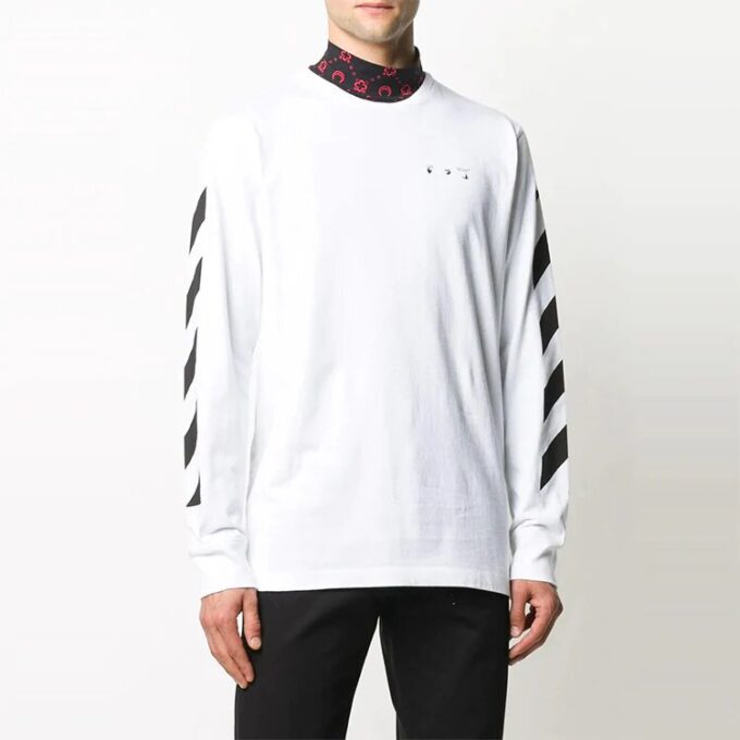 Off-White langermet hvit T-skjorte med trykk for menn