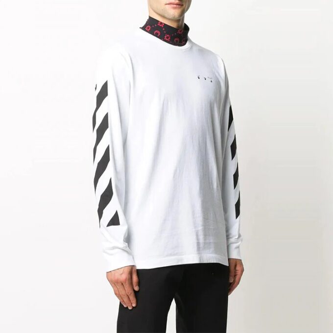 Off-White langermet hvit T-skjorte med trykk for menn