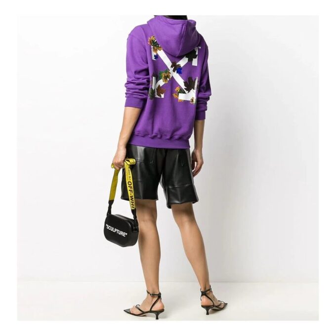 Off-White Leaves Arrow Drawstring Hood lilla hettegenser