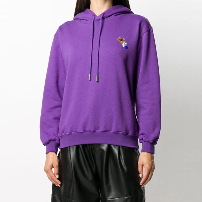 Off-White Leaves Arrow Drawstring Hood lilla hettegenser
