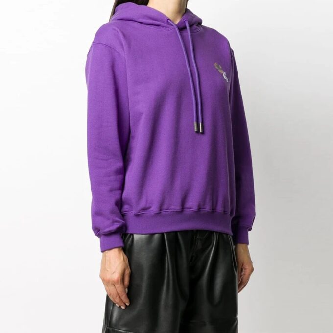 Off-White Leaves Arrow Drawstring Hood lilla hettegenser