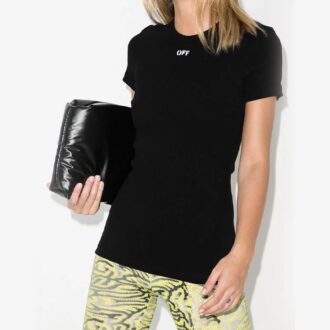 Off-White logo-applikasjon T-skjorte i passform Svart