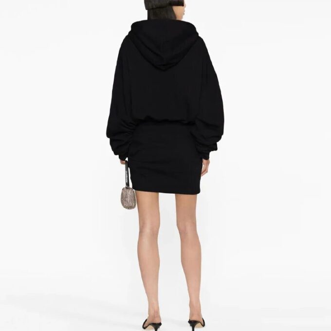 Off-White Logo-brodert bomullsgenser med hette «Svart»