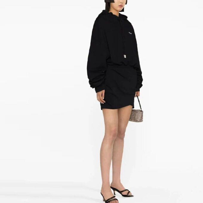 Off-White Logo-brodert bomullsgenser med hette «Svart»