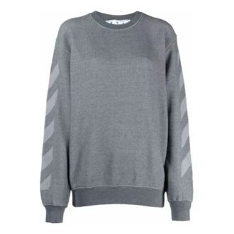 Off-White Logo Geometrisk mønster Rundhalset pullover-hettegenser Løs passform Grå